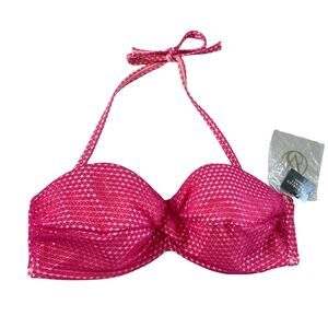 Victoria’s Secret NWT Crochet Twist Bandeau Push Size 34D Pink Halter Tie